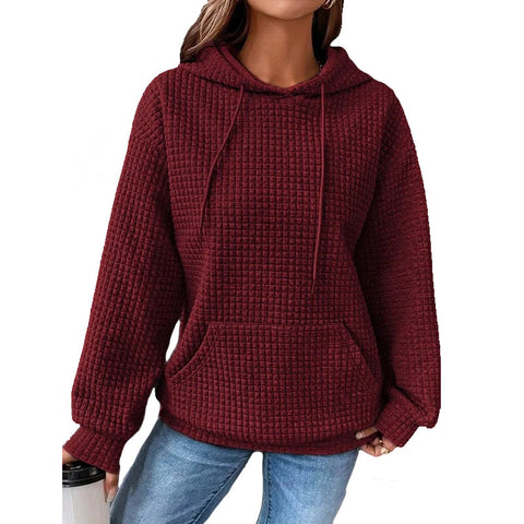Loose pullover hooded long-sleeved sweater women's drawstring shoulder kangaroo pocket hoodie m301919