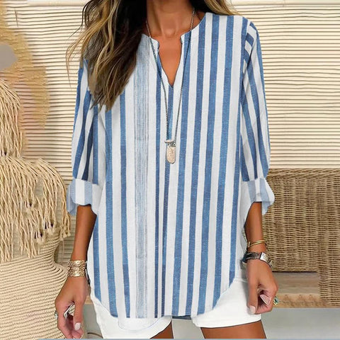 Frauen sommer kleine V-ausschnitt mit langen ärmeln casual temperament T-shirt lange ärmeln m301363 