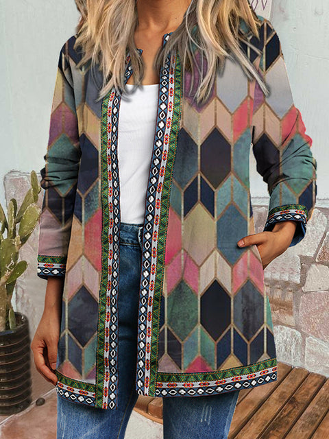 Autumn and winter retro ethnic style print jacket cardigan m303251 02