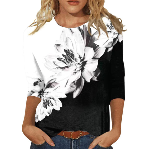 Einfarbiges T-Shirt mit Rundhalsausschnitt und Aufdruck m300770 