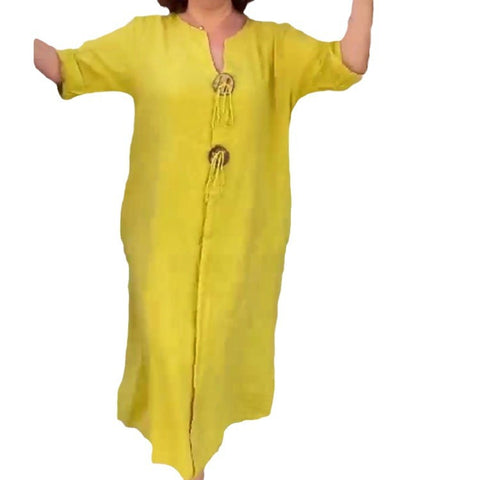Lässige, lockere Damenbekleidung, einfarbig, schlichtes Kleid m301197 