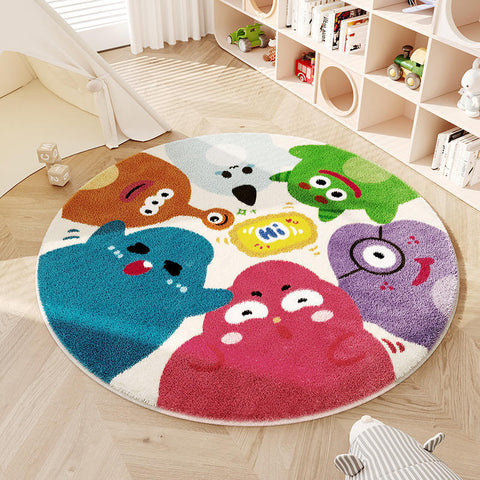 Cartoon Monster Nachahmung Kaschmir Teppich Runde Nacht Teppich Hängenden Korb Rotierenden Stuhl Boden Matte M3331026