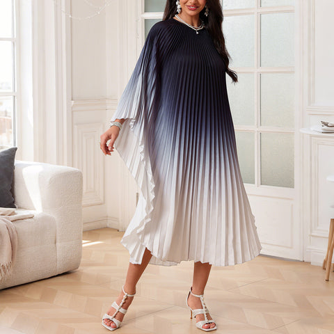 Robe longue élégante à cape plissée m301386 