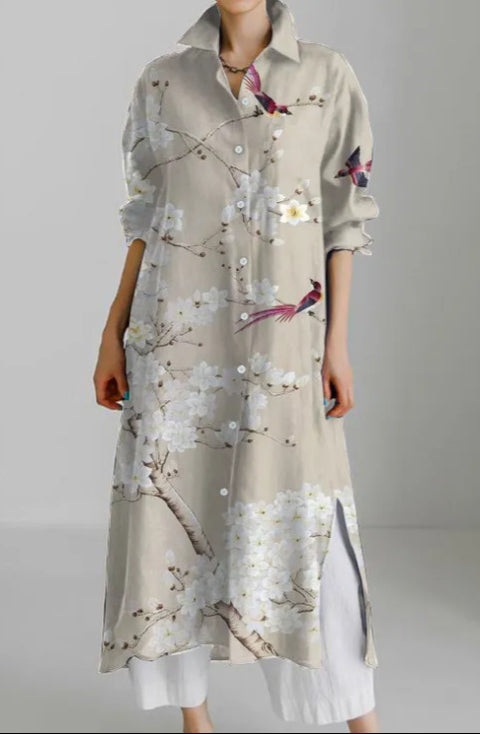 Casual abstract 3D printing autumn and winter long sleeve slit lining m303182