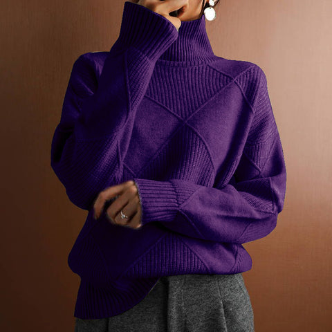 Pullover lose temperament pendler gestrickte pullover einfarbig rollkragen raute mode pullover frauen m300510 