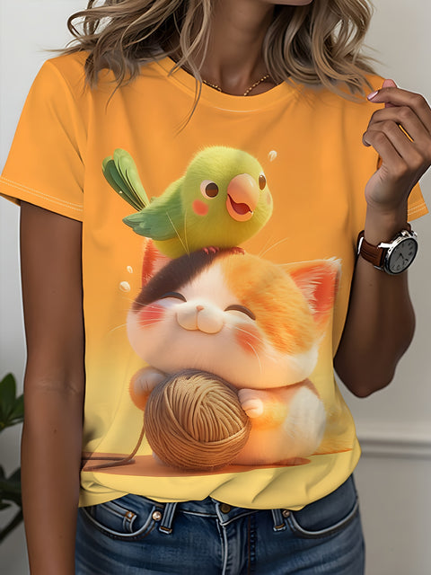 Women's Crew Neck Short Sleeve Casual Fashion Top m302607