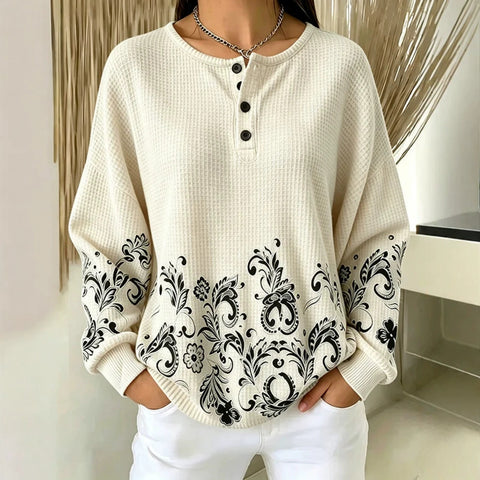 Women's new retro delicate flower print sweater FF303313