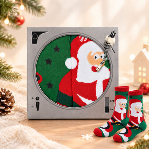 Christmas-themed record-shaped gift box socks, double boxed inside and outside FF3332064