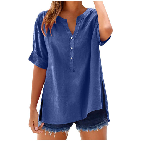 Chemise boutonnée en lin, haut décontracté et ample, m301356 