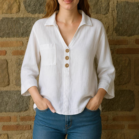 Lapel solid color loose shirt m303107