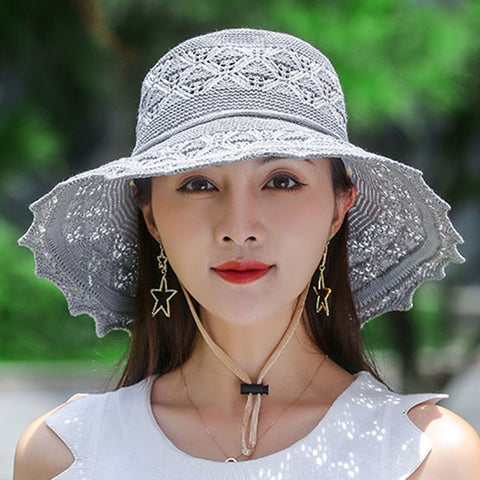 Chapeau haut de forme à bords ondulés pour femme, protection solaire et pare-soleil d'été, m3331172