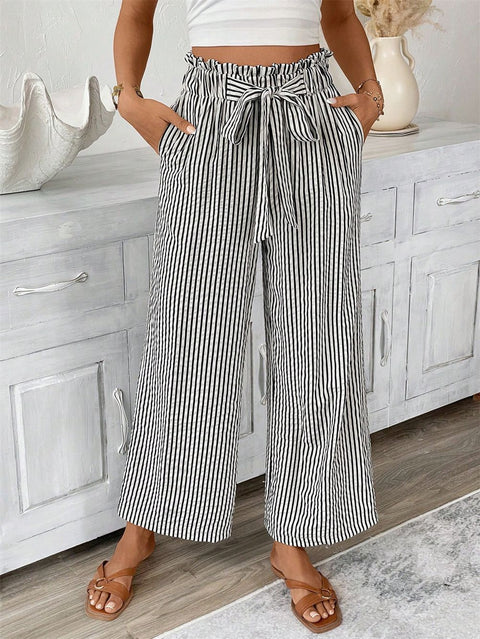 Pantalon droit élégant et décontracté à rayures pour femme m301455 