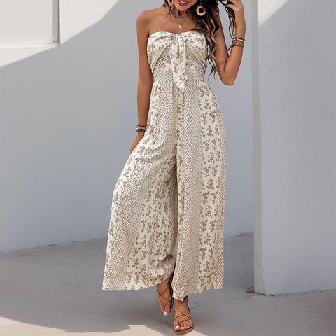 Pantalon large taille haute à lacets avec épissure, style ethnique décontracté, très populaire en été, m300833 