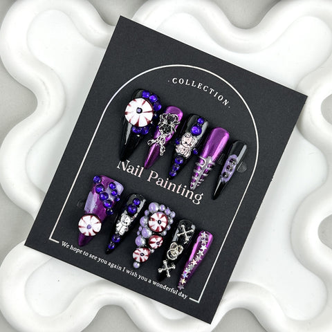 Grandioses und cooles, dunkel wirkendes Nagelstück, fortgeschrittener Sinn, rein handgemachtes Nagelstück m3331198 