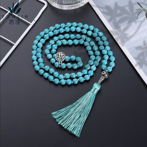 108 semi-precious stones meditation tree of life pendant necklace m3331275