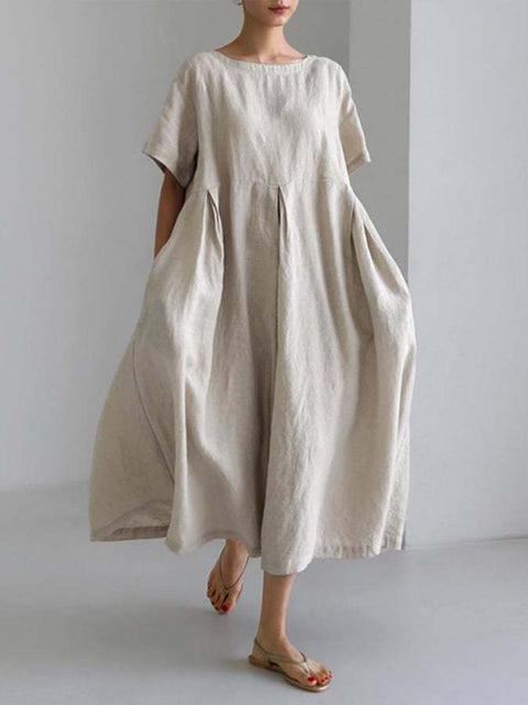 Women's loose crew neck fashion high-end short-sleeved printed dress m301052