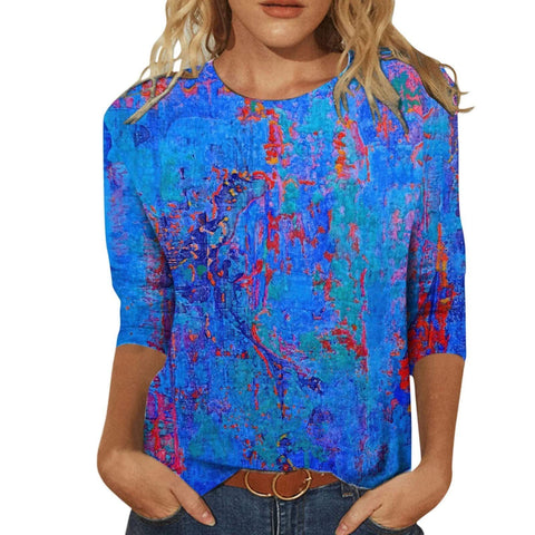 Einfarbiges T-Shirt mit Rundhalsausschnitt und Aufdruck m300770 