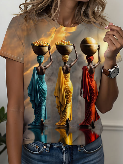 Women's Crew Neck Short Sleeve Casual Fashion Top m302607