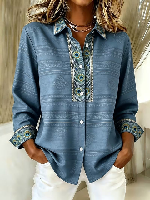 Women's unique ethnic style printed long-sleeved shirt m303211