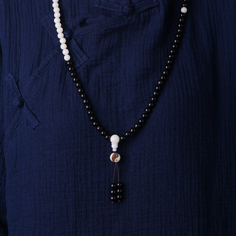 Weiße Bodhi-Buddha-Perlen aus Ebenholz, 108 Hunyuan-Perlen, taoistisches Rosenkranz-Armband, m3331295