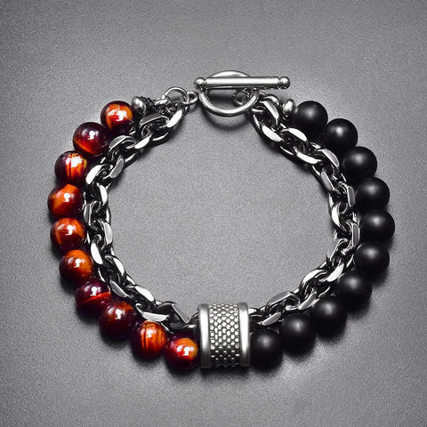 Elastisches Armband aus schwarzem Gallenstein, Totenkopf-Anhänger, natürliches Türkis, Tigerauge, Quaste, Kristall, Vulkanstein, Perlenarmband m3331320