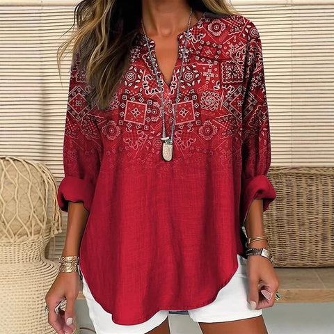 T-shirt à manches longues, imprimé floral, simple et décontracté, m301361-1 