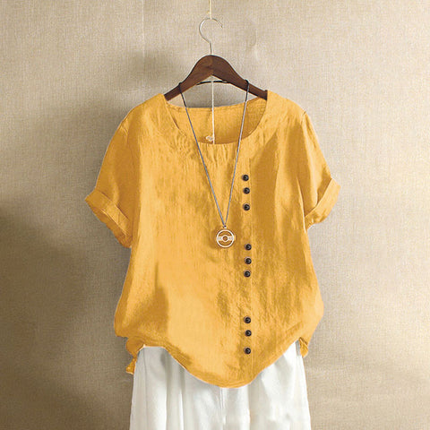 T-shirt ample en coton et lin pour femme, vêtement en coton et lin m300111 