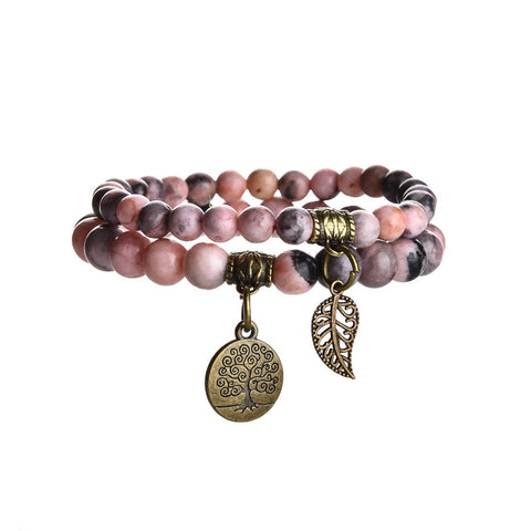 Baum des Lebens Blatt Anhänger Set Armband Bunte Tiger Auge Amethyst Achat Armband m3331289