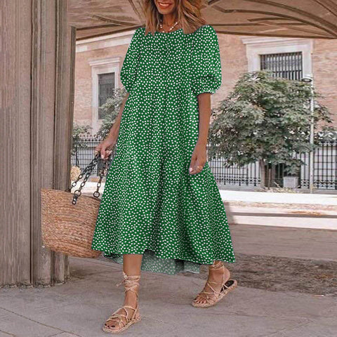 Robe ample décontractée à carreaux et manches longues m301460 