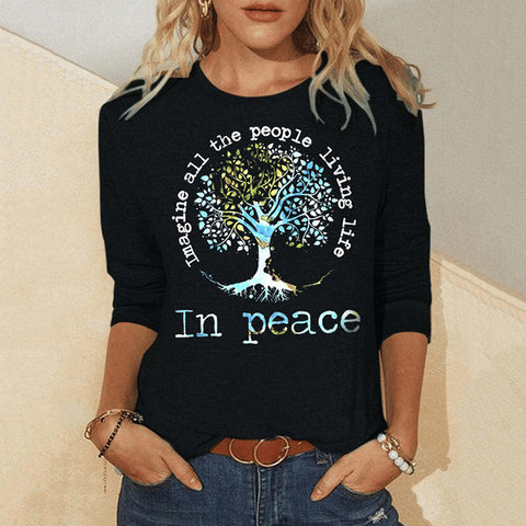 Digitaldruck Langarm-Herbst-T-Shirt Damen Farbwechsel-T-Shirt Damen m300755 
