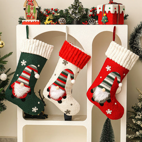 Christmas decoration candy socks embroidery Rudolph Christmas socks children's gift socks gift bag window pendant FF3332058