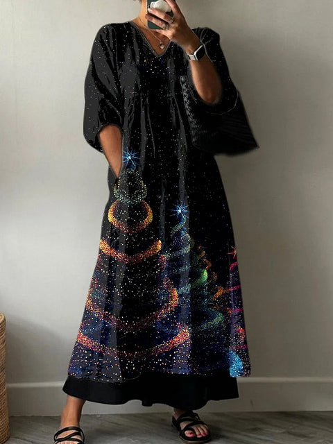 Combinaison décontractée à col en V et imprimé tie-dye pour femme, longueur moyenne et longue, m301302 