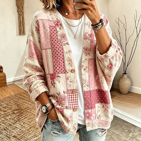 Women's New Flower Stems Printed Women's Fashion Windbreaker Top FF303283