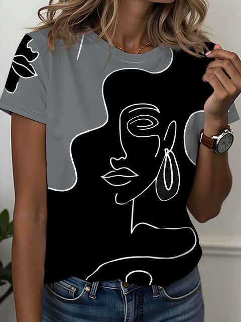 Women's Crew Neck Short Sleeve Casual Fashion Top m302607