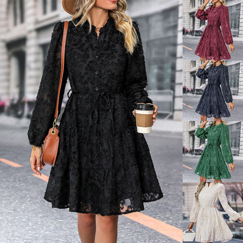 Elegant Lace Long Sleeve Dress m302104