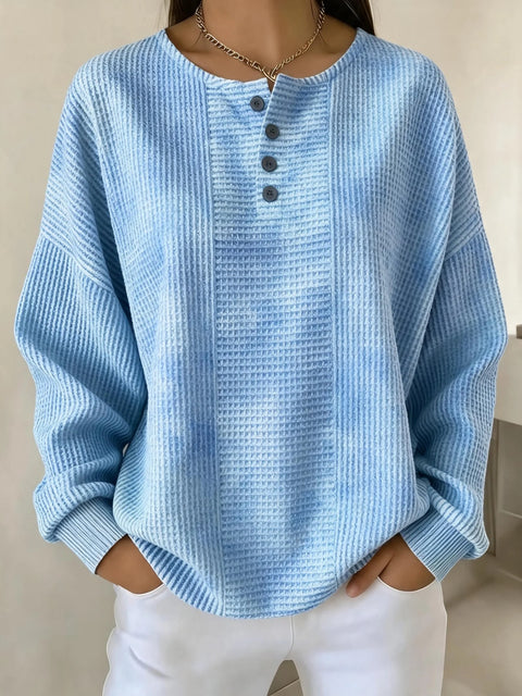 Delicate plaid fashion print women's button sweater FF303387
