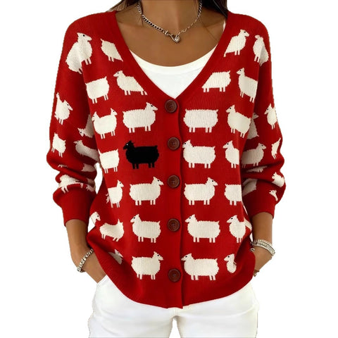 Autumn and winter European size 3D digital printing women's shoulder cardigan sweater FF303406 01