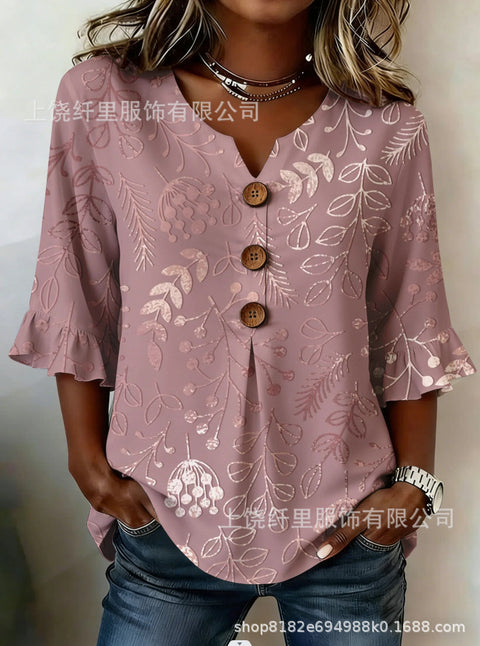 3D digital printing floral pattern women's long-sleeved buckle cardigan top m302703