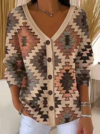 3D Digital Printed Women's Shoulder Cardigan Sweater FF303400
