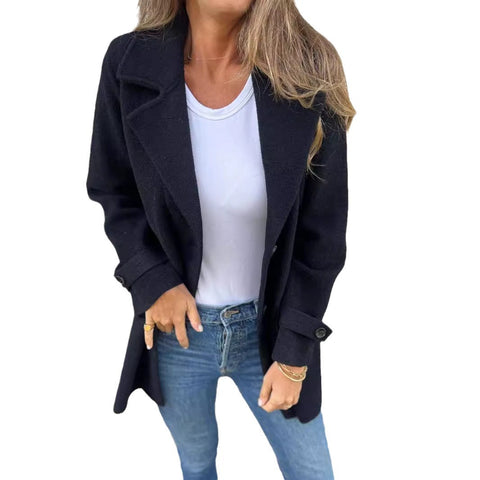 Herbst und Winter neue Damen Wolljacke lässig locker Revers gefälschte Tasche Strickjacke m300613 