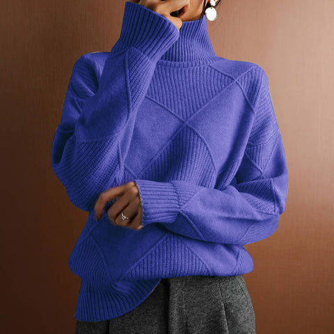 Pullover lose temperament pendler gestrickte pullover einfarbig rollkragen raute mode pullover frauen m300510 