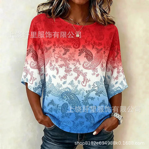 3D printed floral pattern loose versatile top m303041