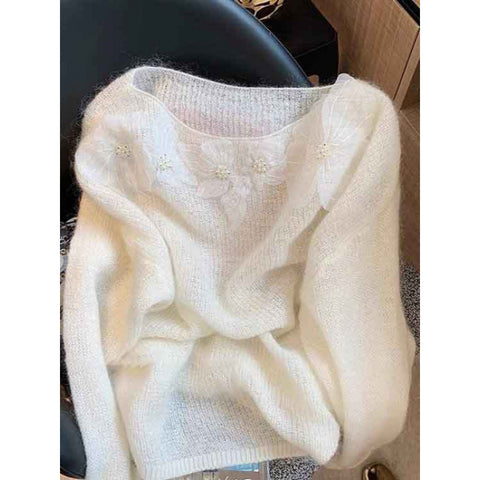 Spring new thin perspective loose soft waxy knitted sweater m301768