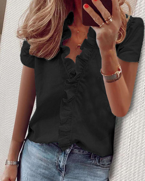 Long Sleeve Ruffle Shirt Women's Shirt m301332