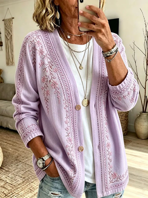 Women's New Flower Stems Printed Women's Fashion Windbreaker Top FF303283