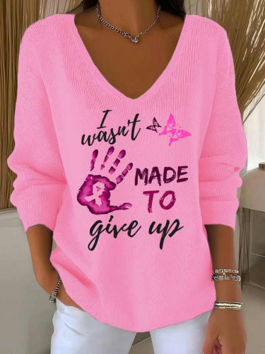 Shoulder V-neck long-sleeved autumn leaf 3D digital printing women's top FF303401