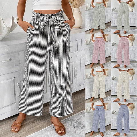 Pantalon droit élégant et décontracté à rayures pour femme m301455 