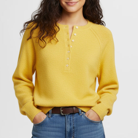 Autumn and winter women's casual crew neck sweater henry shirt button-up knitted pullover m302089