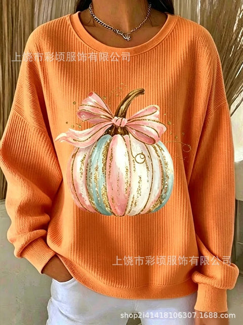 Women's autumn drop shoulder crew neck sweatshirt 3D digital print crew neck FF303475
