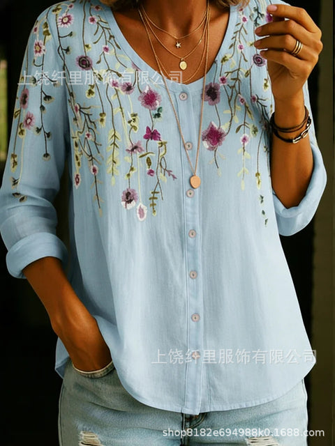 3D digital printing floral pattern women's long-sleeved buckle cardigan top m302703